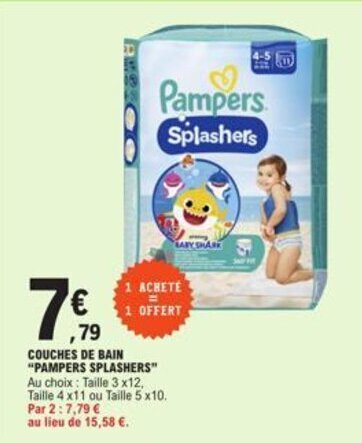 pampers splashers leclerc