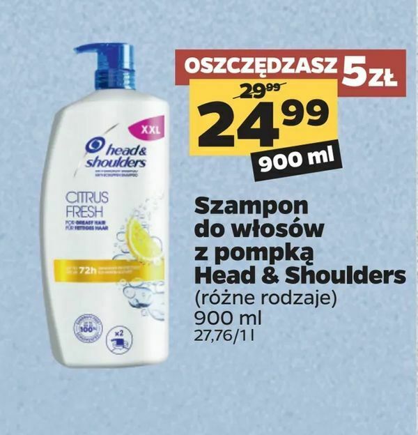 szampon head and shoulders 900ml z pompką