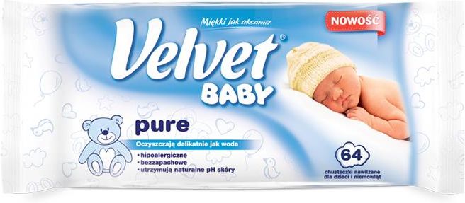 velvet baby chusteczki nawilżane sensitive 64 sztuk