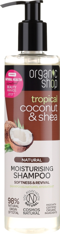 szampon nawilżający do włosów organiczny kokos i masło shea