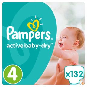 pampers active baby-dry pieluchy rozmiar 4 maxi 8-14kg 132 sztuki