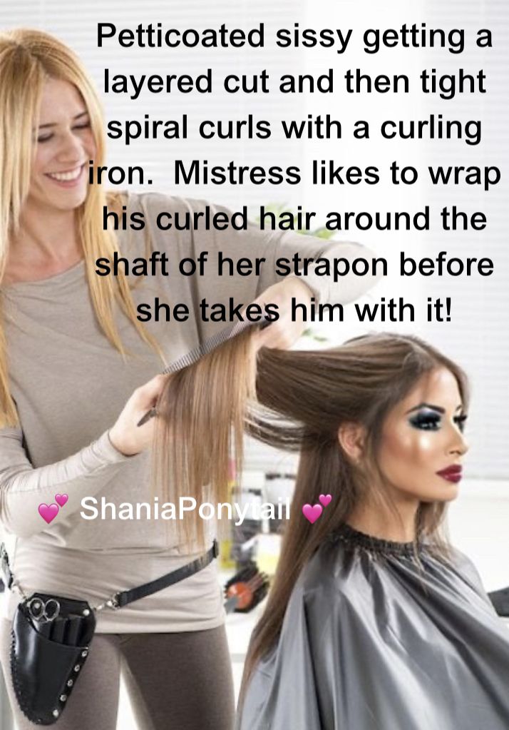 pampered petticoated sissy in hair salon
