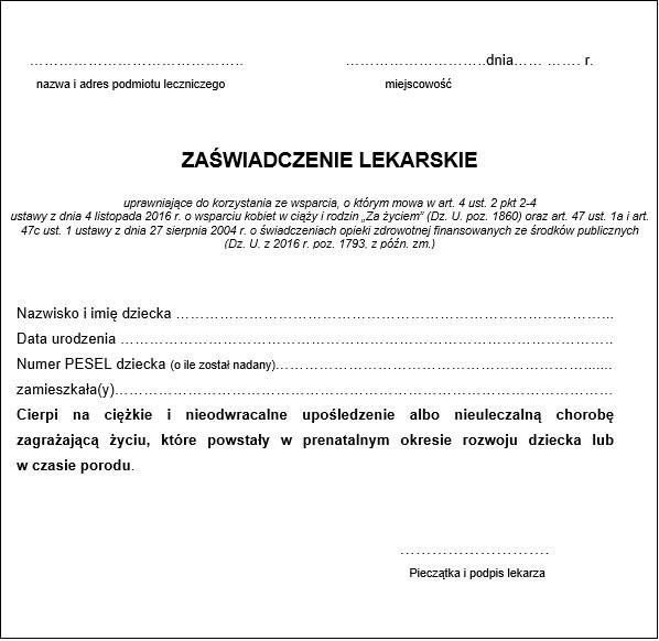 zaswiadczenie o pieluchomajtki dla osoby niepełnosprawnej