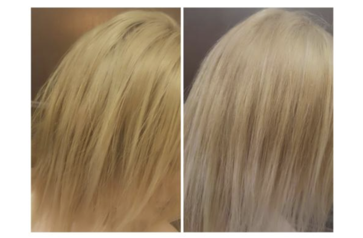przed i po uzyciu niebieski szampon