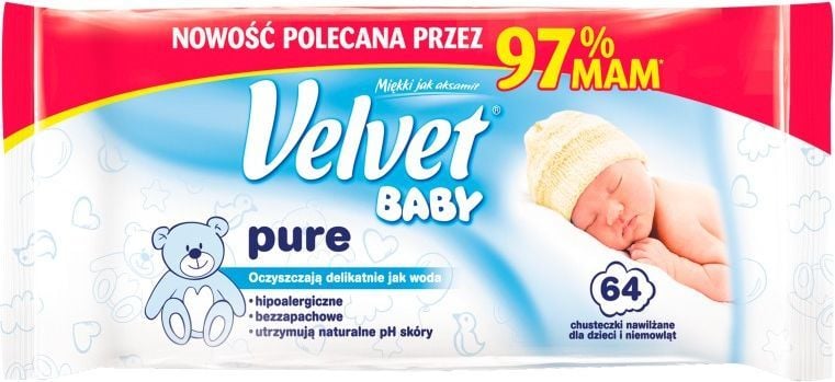 velvet_baby pure chusteczki nawilżane dla dzieci i niemowląt 64szt