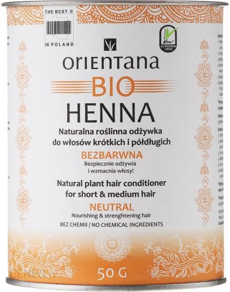 orientana bio henna bezbarwna odżywka do włosów 50g