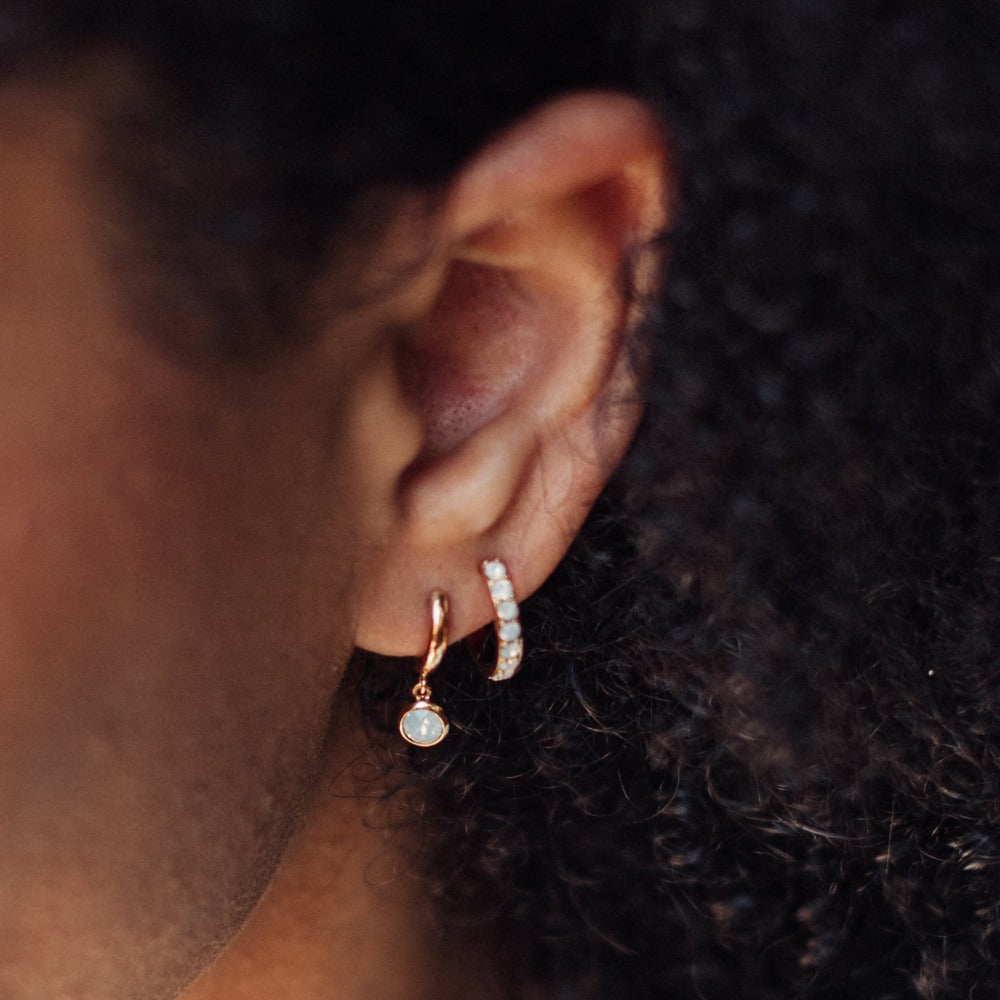 orelia luxe blue opal huggie hoop earrings
