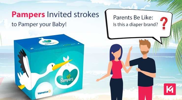 pampers slogan with a stork