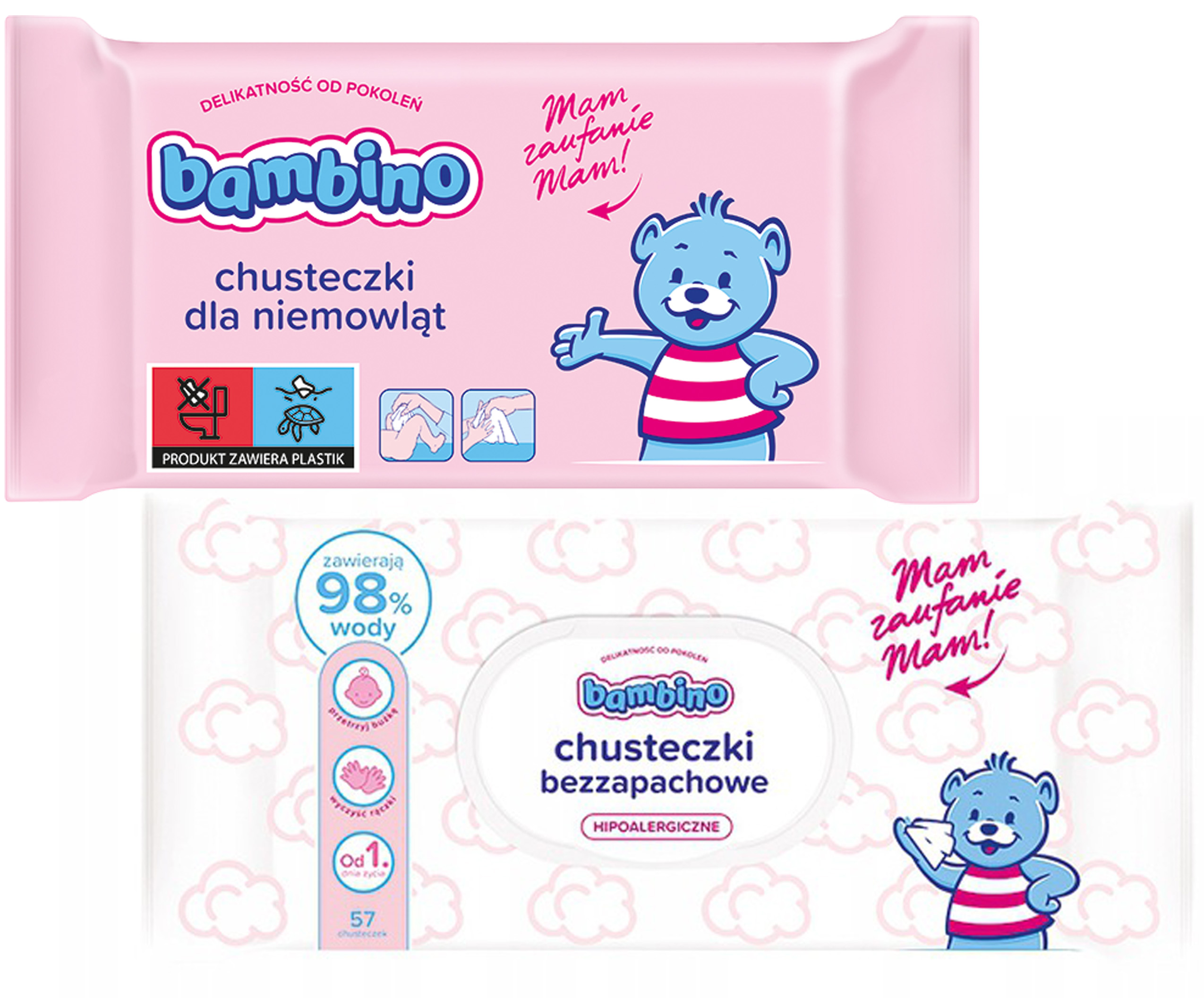 bambino chusteczki nawilżane dla dzieci 7 x 63szt