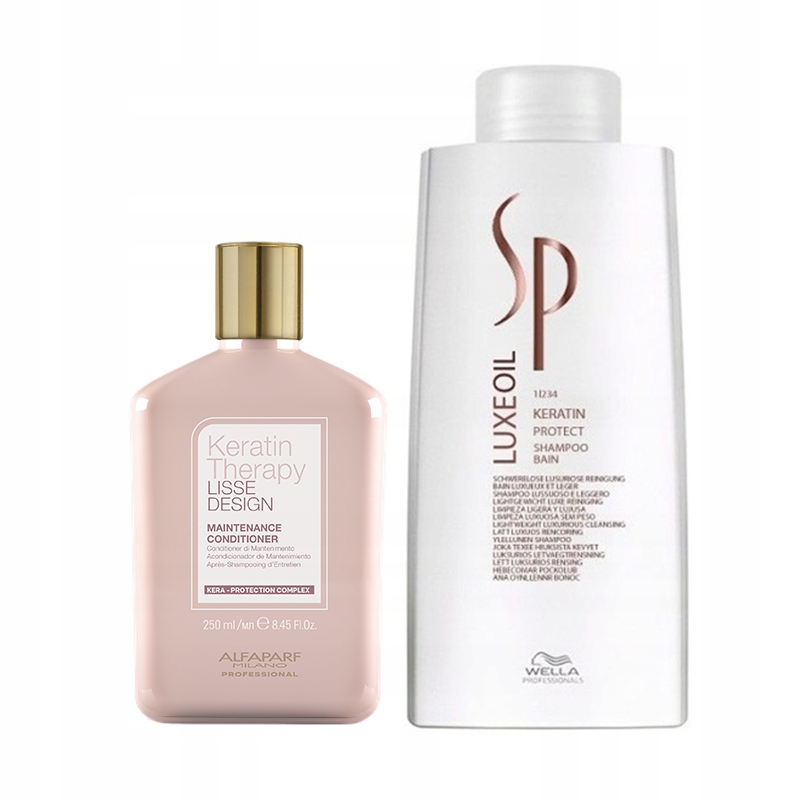 alfaparf lisse design keratin maintenance szampon 250ml odżywka 250ml