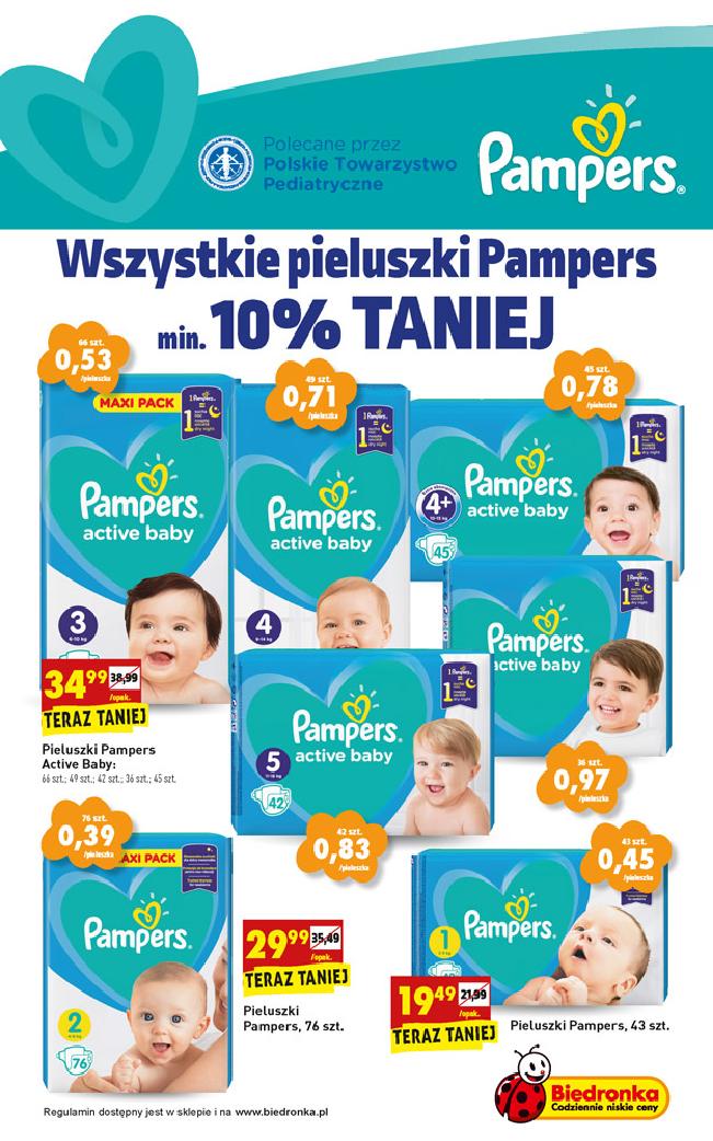 pieluchy pampers biedronka cena