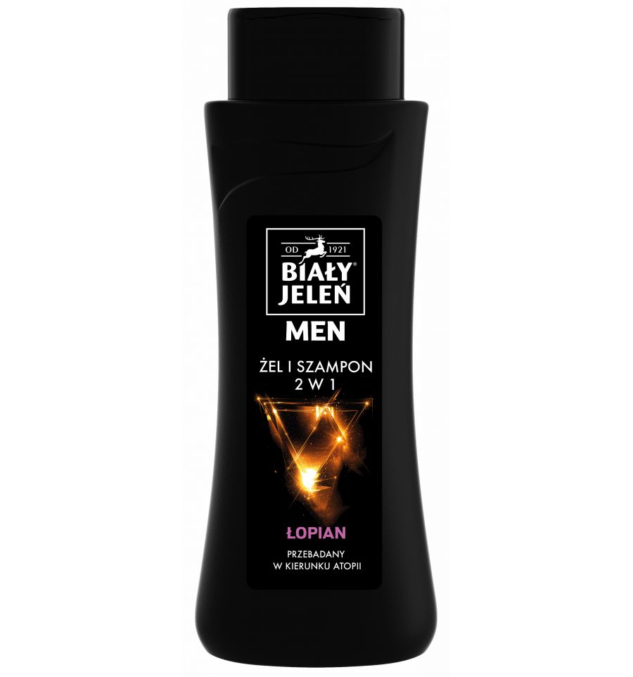 biały jeleń żel&szampon 2w1 z łopianem for men