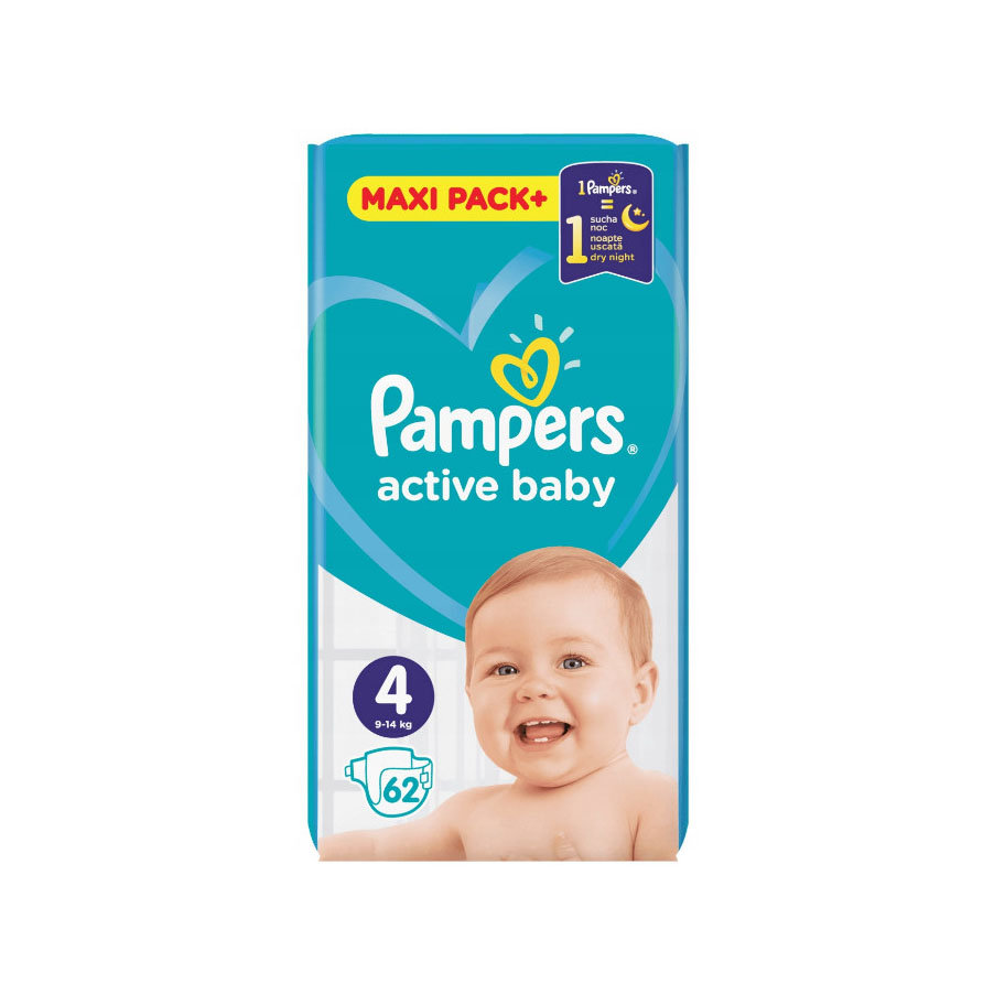 pampers pants active baby 4 maxi 9-15kg opakowanie 62szt