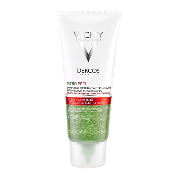 dercos micro peel szampon peelingujący na tłusty przylegający łupież