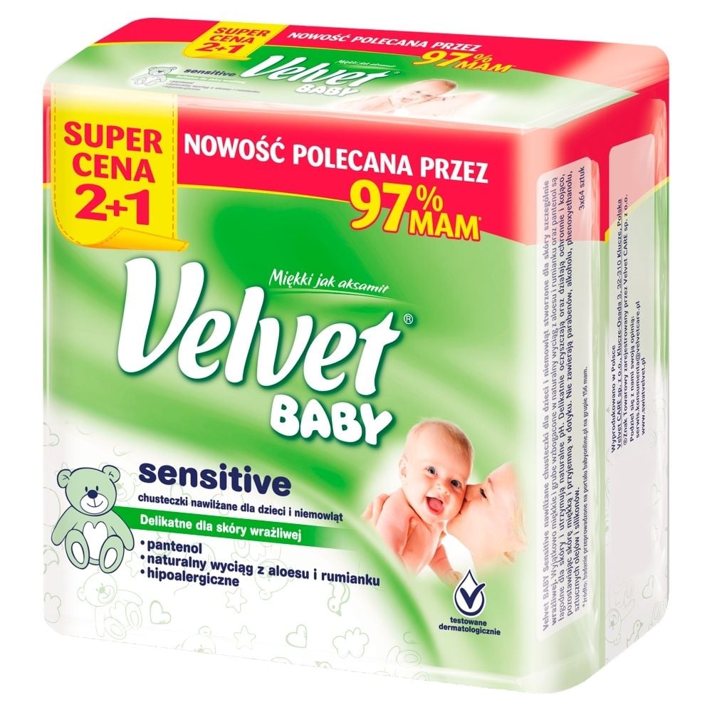 velvet chusteczki nawilżane velvet baby sensitive sklad