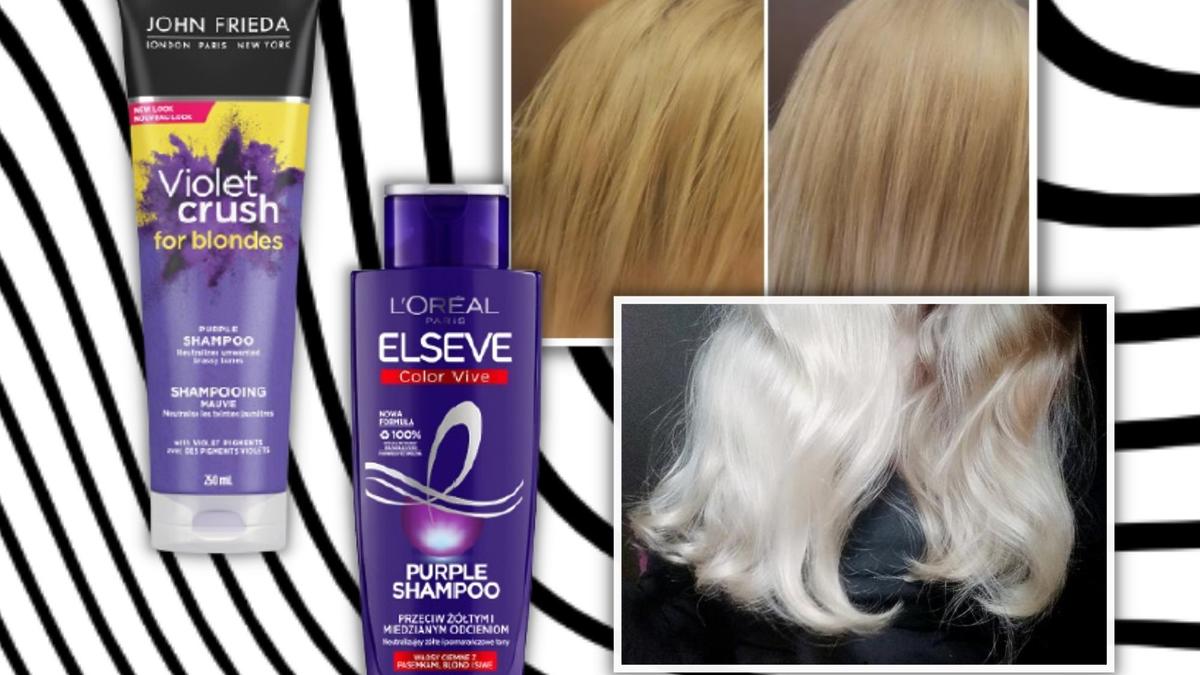 fioletowy szampon do włosów ktory wybija przebarwienia i żółć