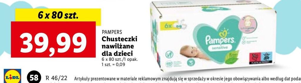 lidl chusteczki pampers sensitiwe