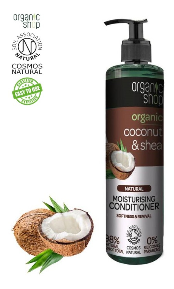odżywka do włosów nawilżająca kokosowa 280ml organic shop