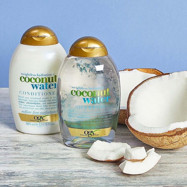 ogx nawilżający szampon z wodą kokosową coconut wate