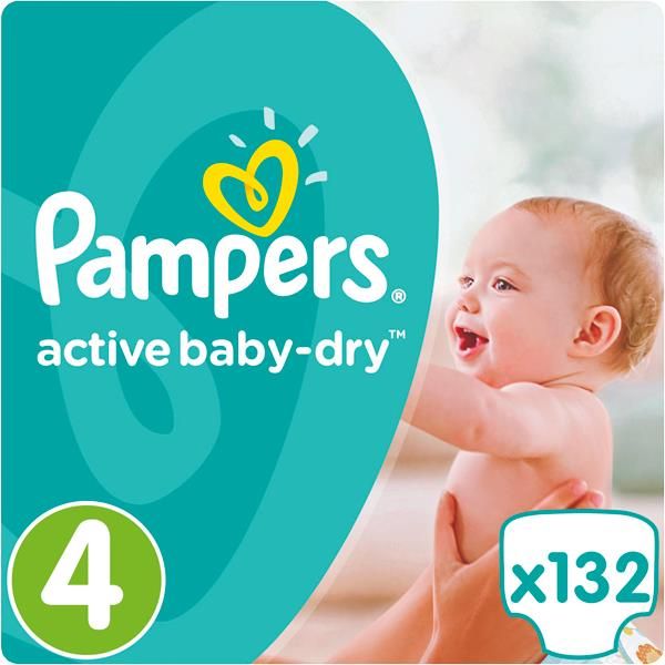 pampers active baby-dry pieluszki 4 maxi 132 sztuki