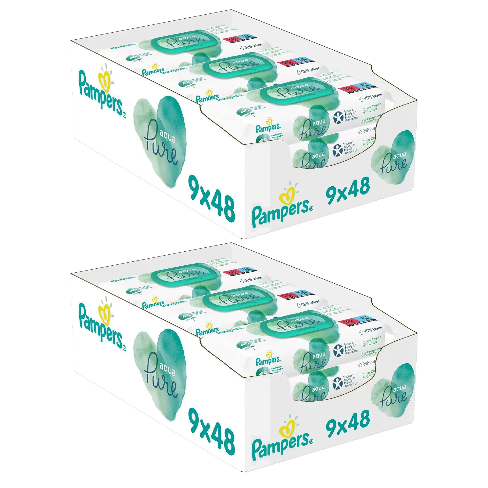 pampers aqua pure chusteczki nawilżające 9x48 szt