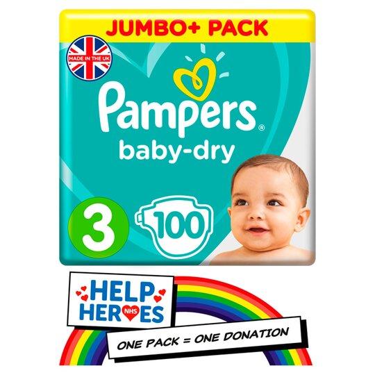 pampers baby dry size 3 jumbo+ pack 100 nappies