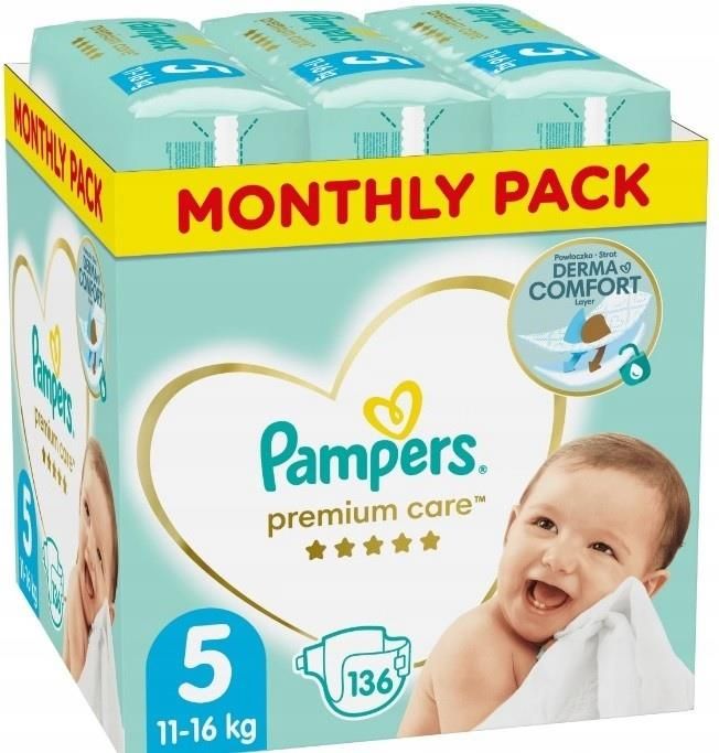 pampers pieluchy premium care 3 junior 136 sztuk