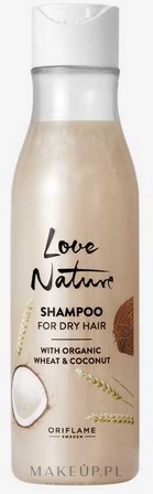 szampon z pszenicą i kokosem do włosów suchych love nature